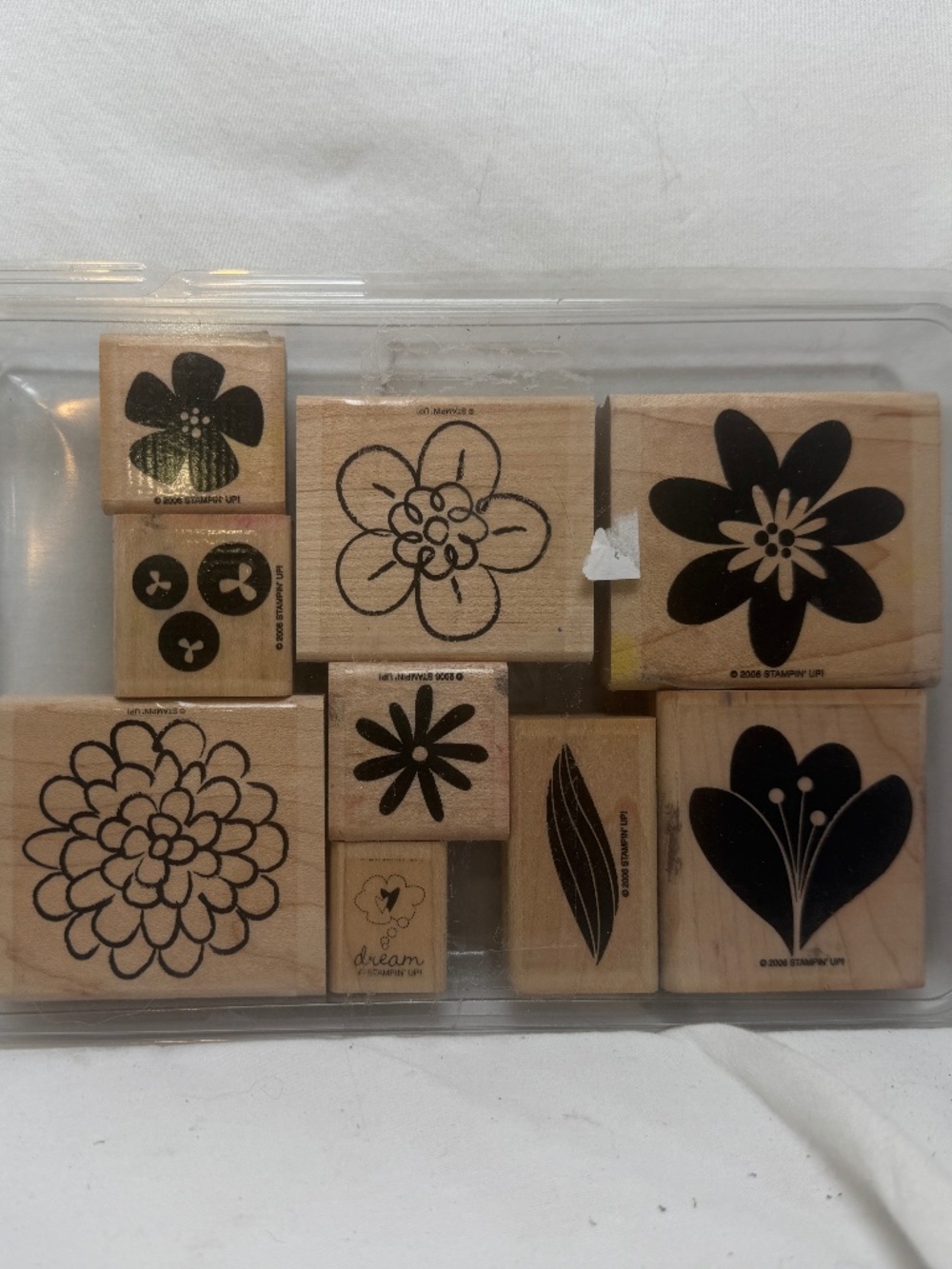 Stampin Up Wood Backed Stamp Lot of 9 Floral Scrapbooking Card Making